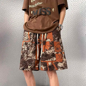 Riolio Summer Flower Shorts Men Fashion Retro Printed Shorts Men Streetwear Hip-hop Loose Beach Shorts Mens Knee Length Pants M-3XL